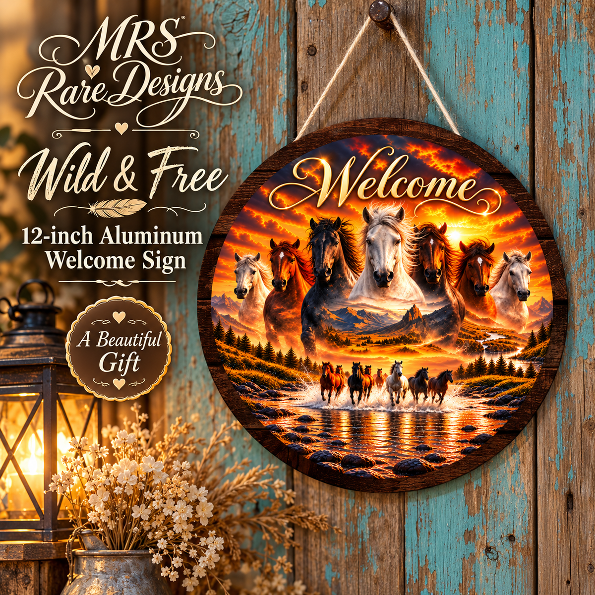 Wild & Free 12-inch Aluminum Welcome Sign