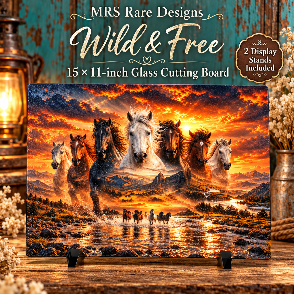 Wild & Free 15 × 11-inch Glass Cutting Board