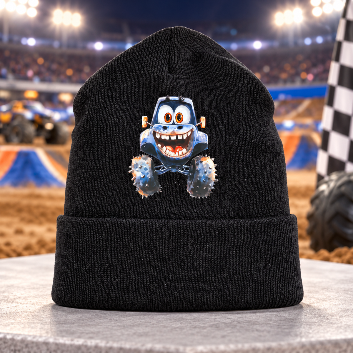 Big Wheels, Cozy Vibes — Monster Truck Beanie