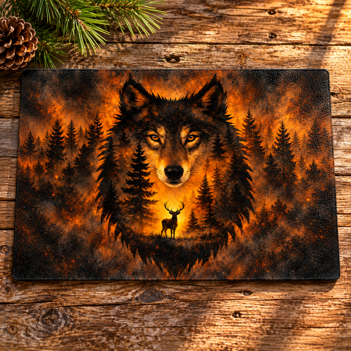 Amber Wilderness Wolf 11 × 7.87-Inch Glass Cutting Board