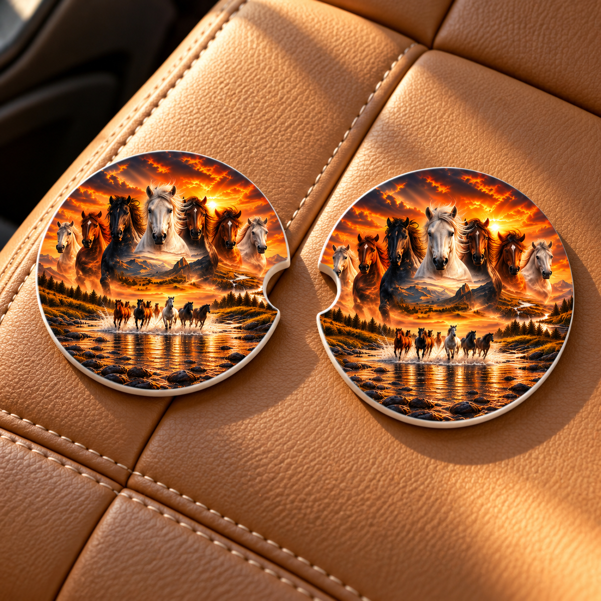 Wild & Free Ceramic Car Coasters (Set of 2)