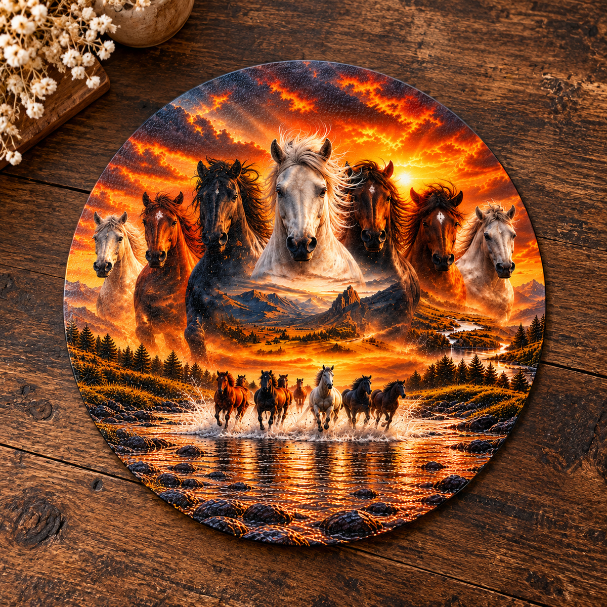 Wild & Free 9-inch Round Glass Cutting Board