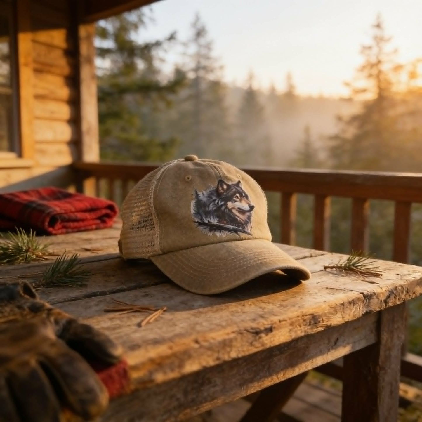 Lone Wolf Vintage Distressed Trucker Cap