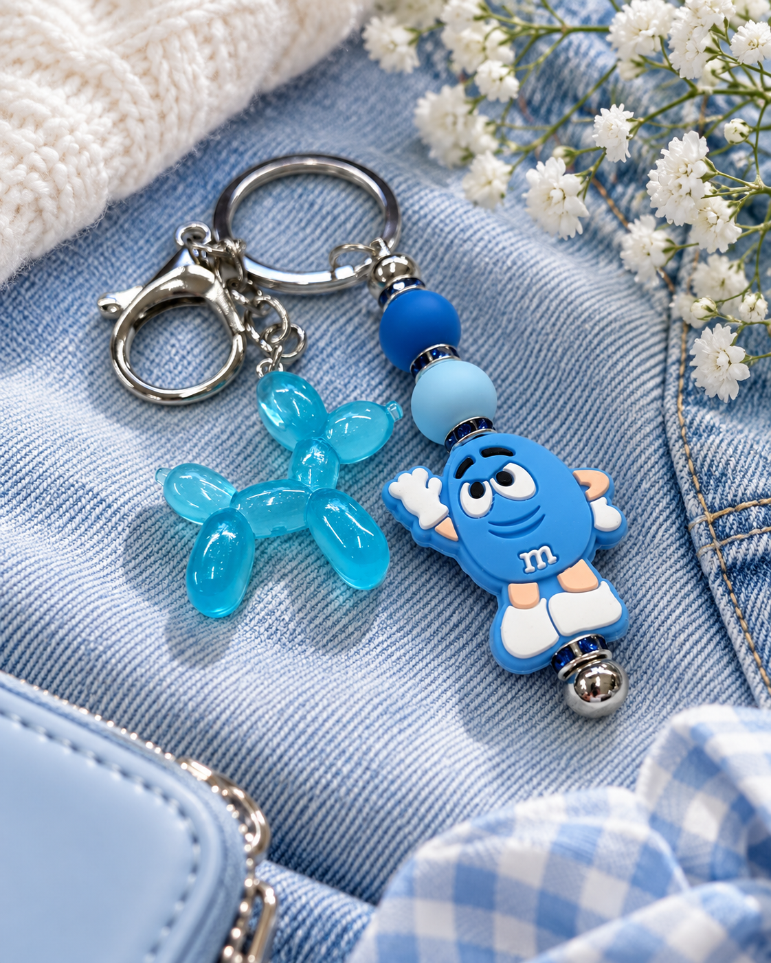 Blue Bliss Candy Cutie Keychain with Balloon Dog Charm