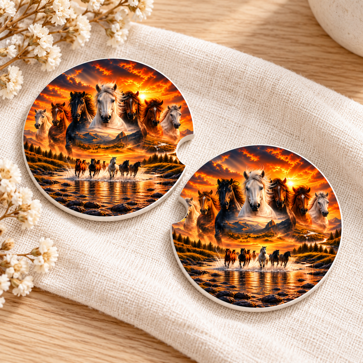 Wild & Free Ceramic Car Coasters (Set of 2)