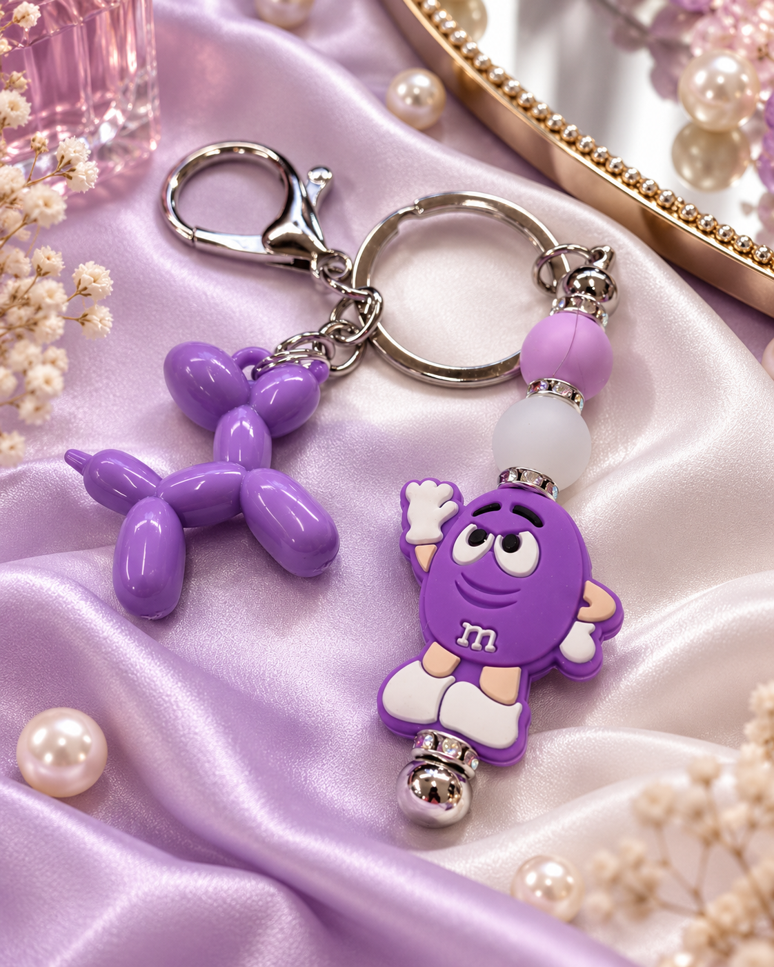 Lavender Luxe Candy Cutie Keychain with Balloon Dog Charm