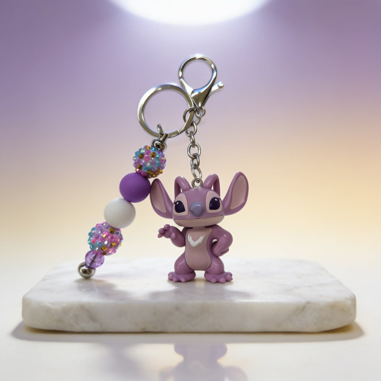 Galaxy Angel Sparkle Beaded Keychain