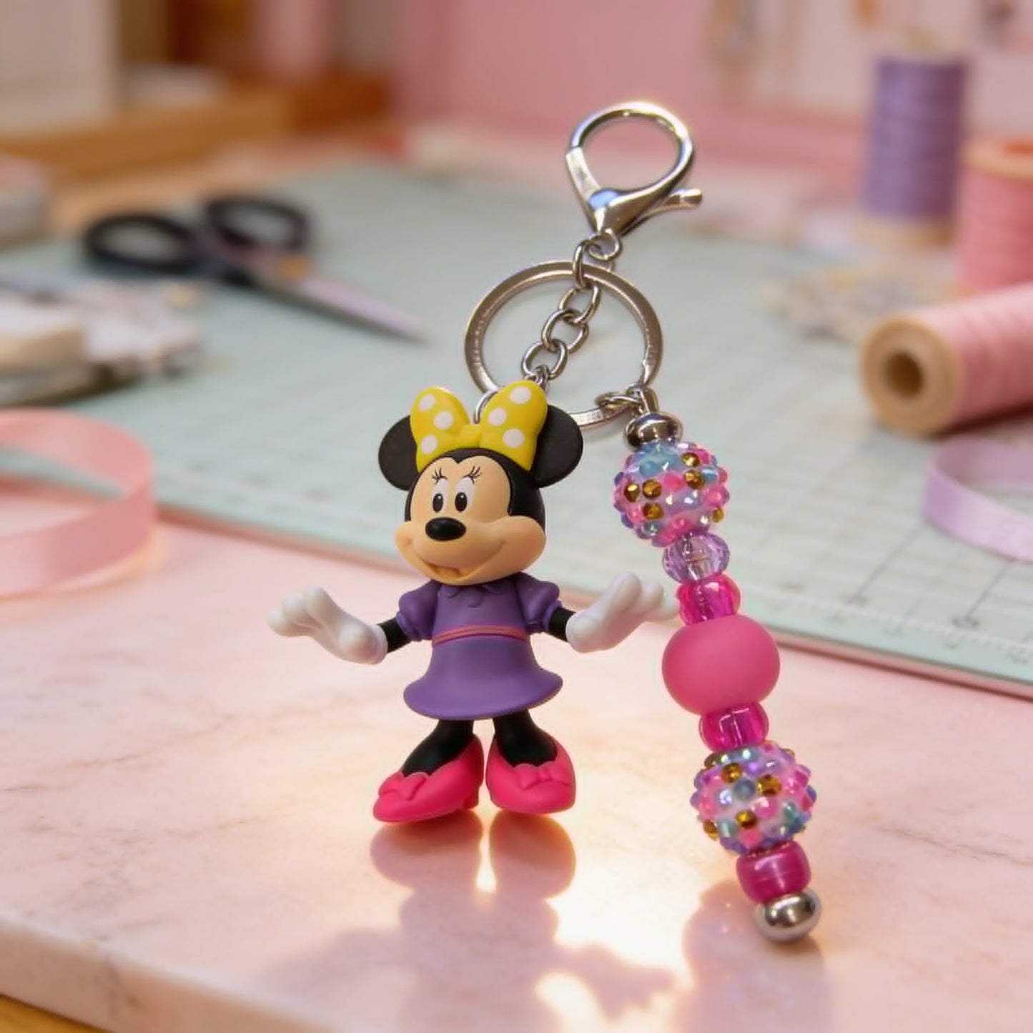Lavender Sparkle Minnie Beaded Bag Charm