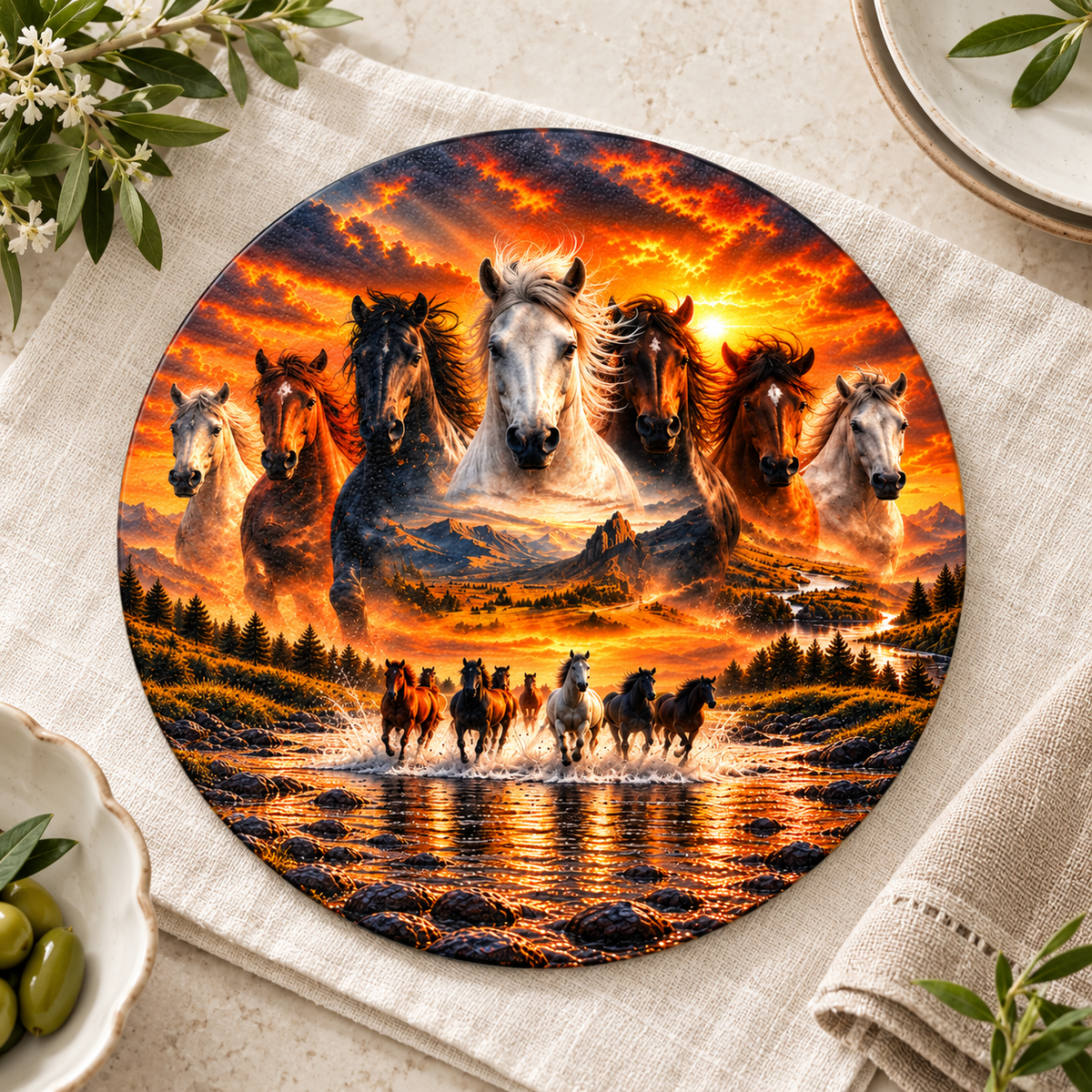 Wild & Free 9-inch Round Glass Cutting Board