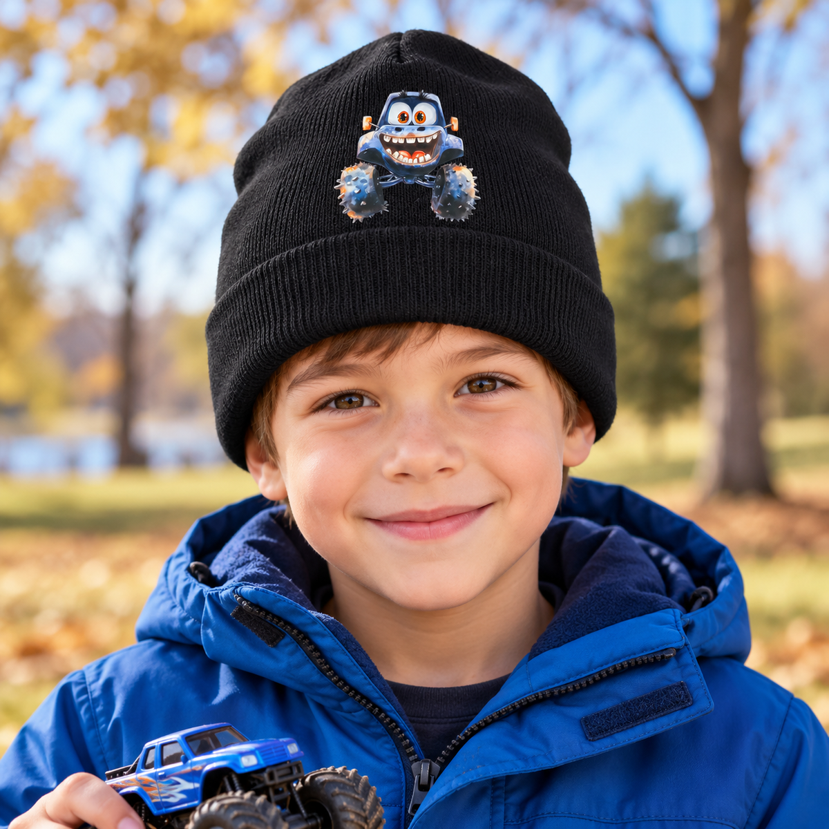 Big Wheels, Cozy Vibes — Monster Truck Beanie