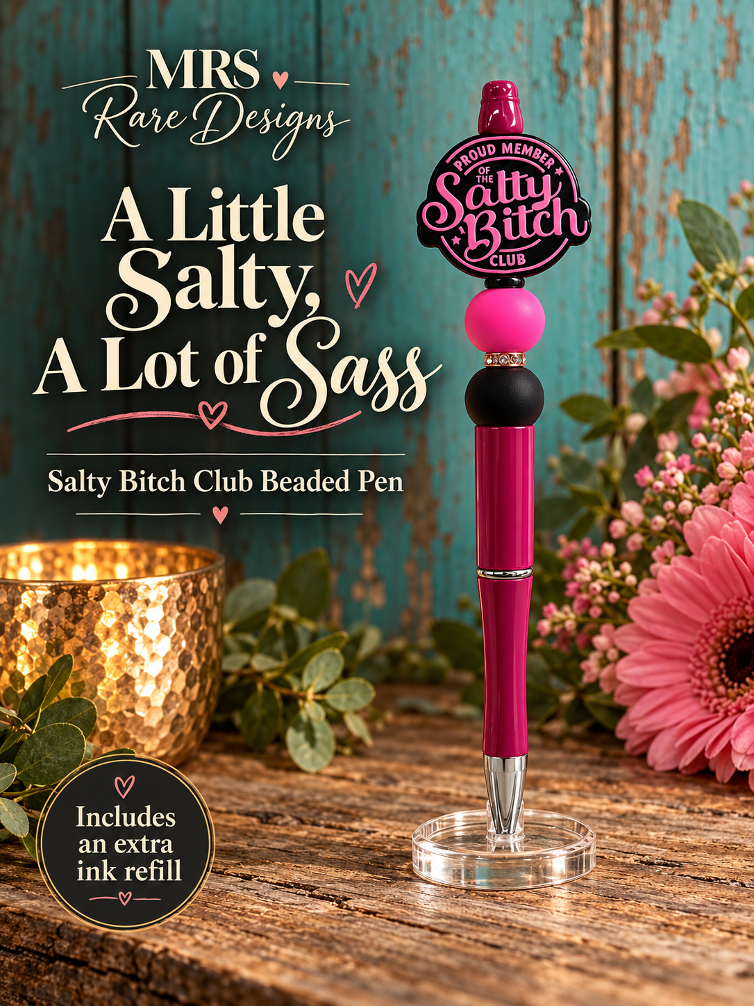 Salty Bitch Club Beaded Pen - A Little Salty, A Lot of Sass