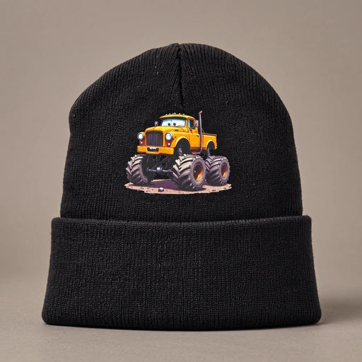 "Big Wheels, Cozy Days" Monster Truck Beanie