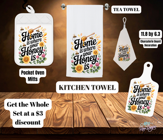 "Home Is Where Your Honey Is" 4-Piece Kitchen Gift Set