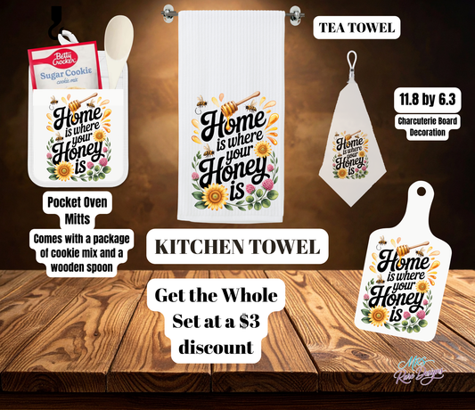 "Home Is Where Your Honey Is" 4-Piece Kitchen Gift Set