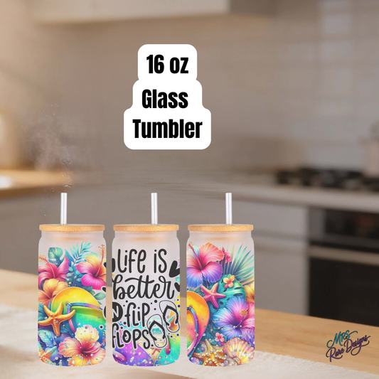 Suns Out, Sips Out 16 oz Glass Tumbler