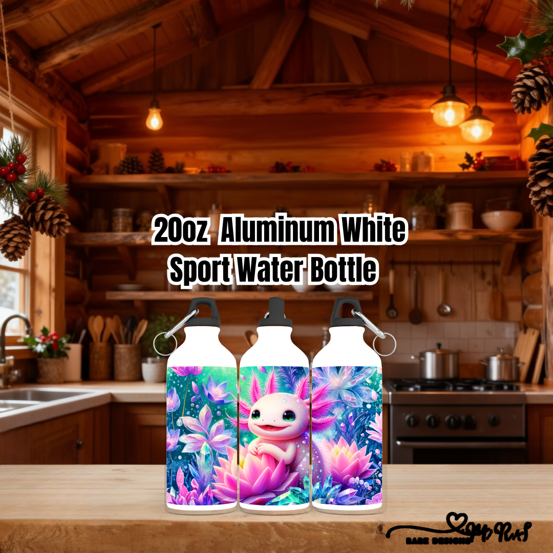 Axolotl Crystal Lagoon & Enchanted Lotus 20oz Aluminum Sport Water Bottle Set