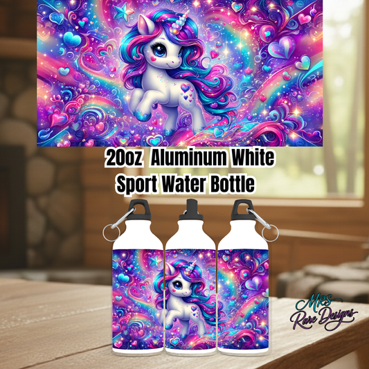 20oz Magical Unicorn Aluminum Sport Water Bottle – Colorful Kids Hydration Bottle by Mrs Rare Designs