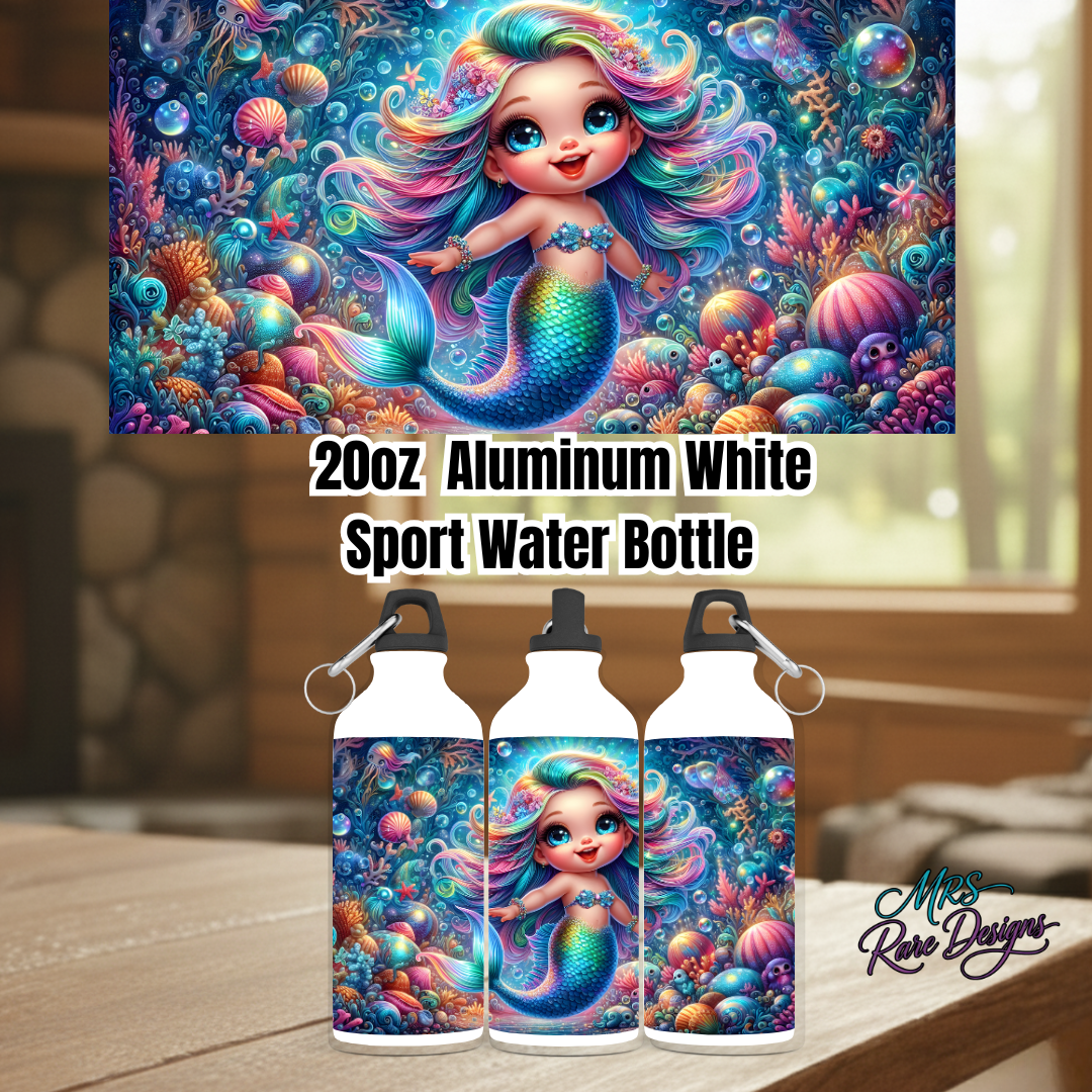 20oz Aluminum Mermaid Sport Water Bottle – Colorful Ocean Design by Mrs Rare Designs