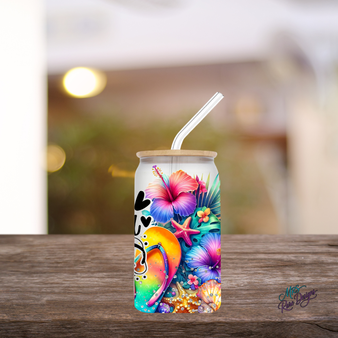 Suns Out, Sips Out 16 oz Glass Tumbler