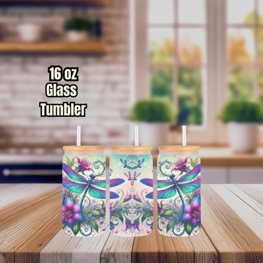 Whimsy Wings Glass Tumbler – 16oz