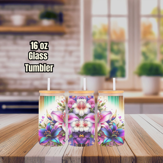 Bloom Burst 16oz Glass Tumbler