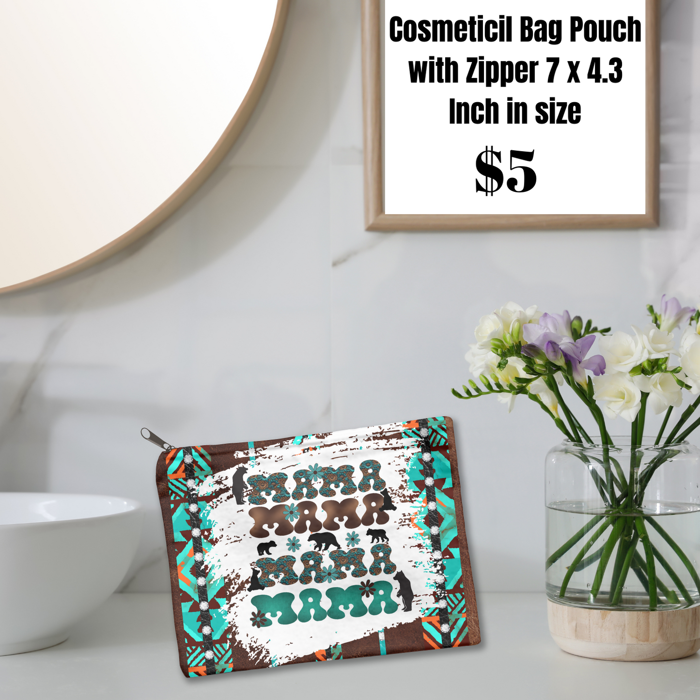 Mama Bear's Leopard Print Cosmetic Bags