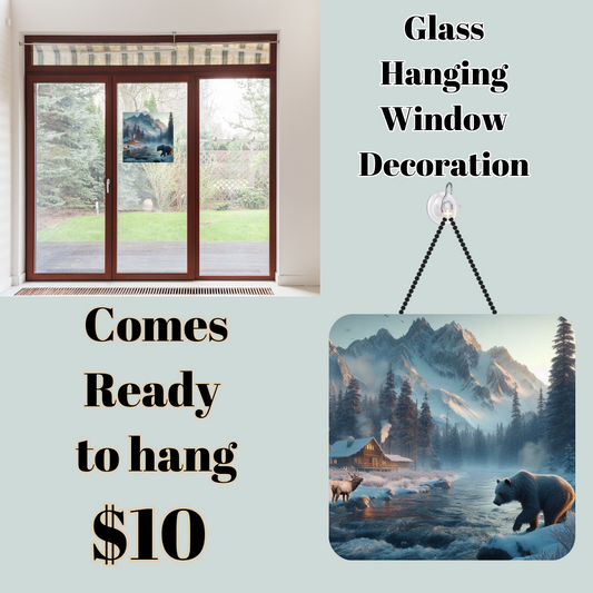 Winter Wilderness Retreat Glass Hanging Window Decorations