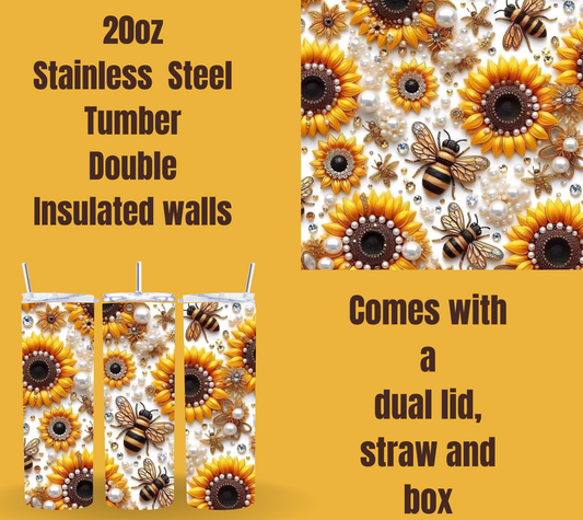 Bee-lieve in Sunshine 20oz Stainless Steel Tumbler