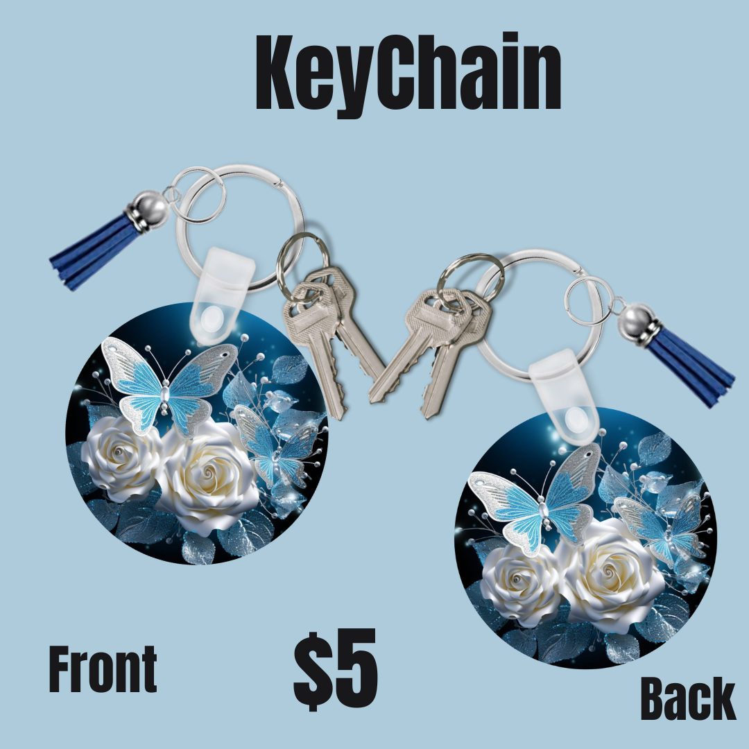 Butterflies and Roses Key chain