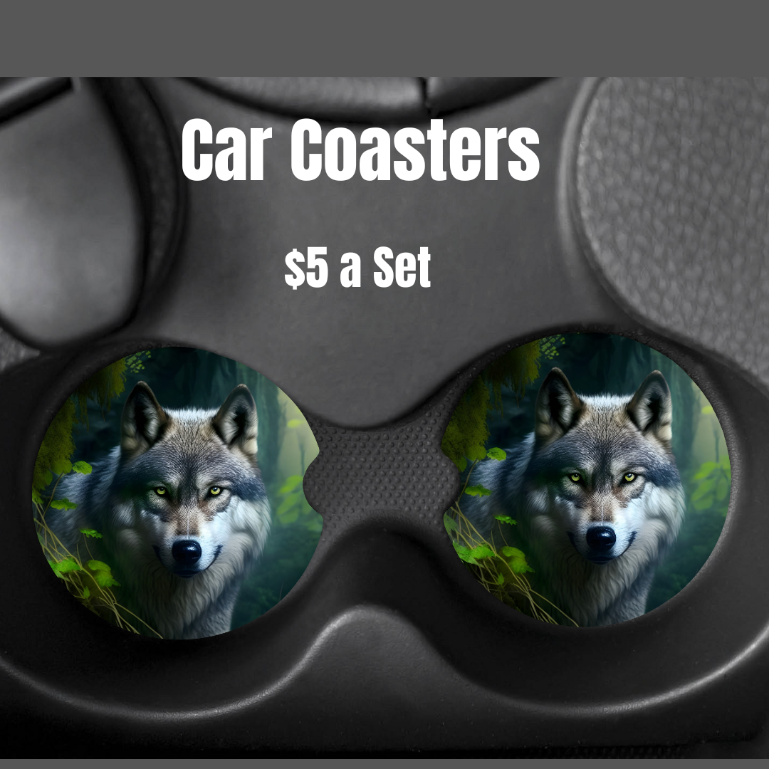 Wolf Car Coasters