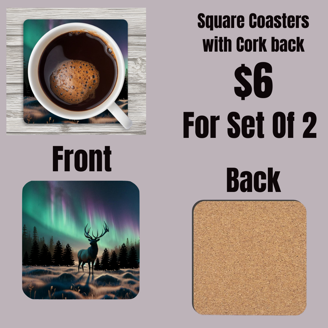 Aurora Antlers Square Coasters
