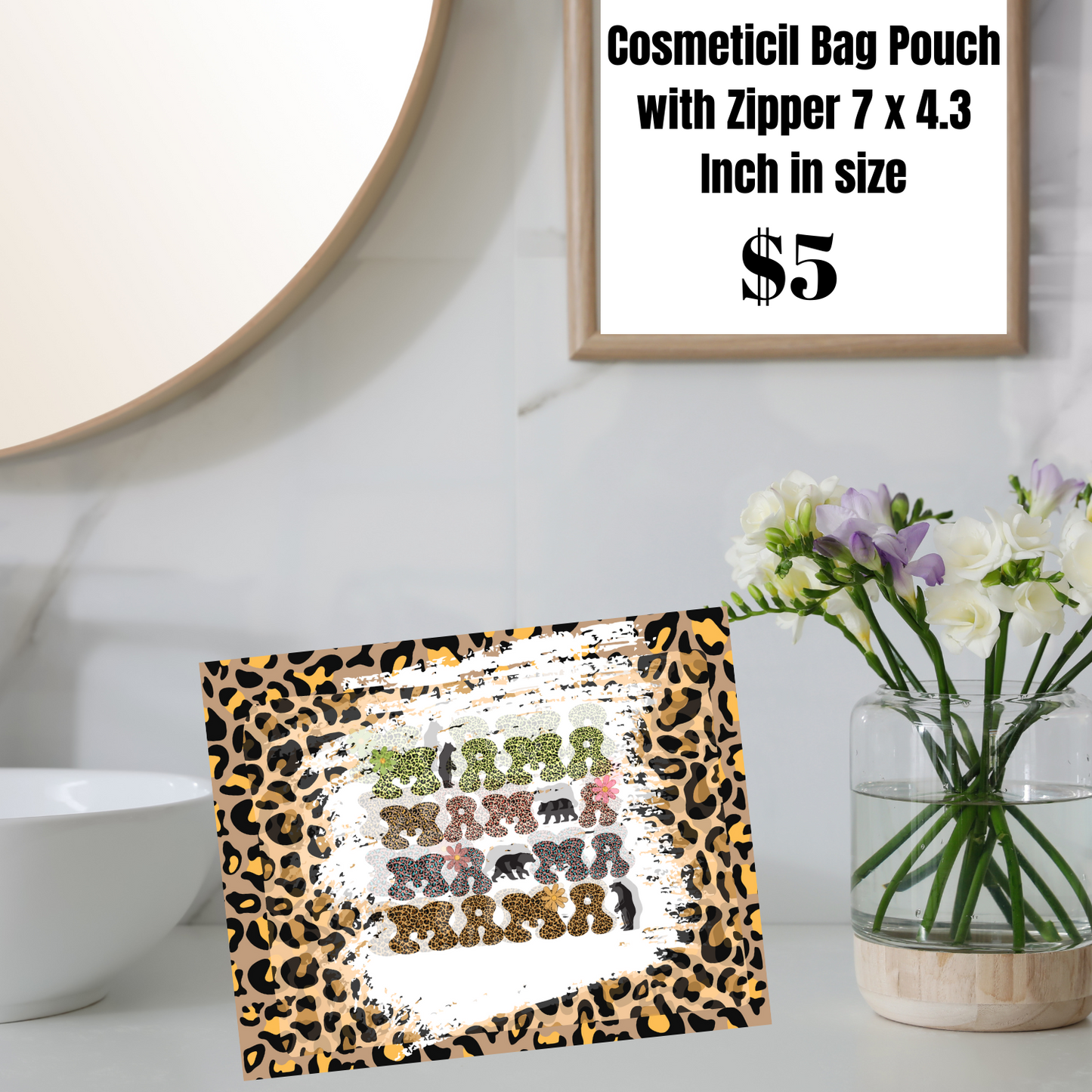 Mama Bear's Leopard Print Cosmetic Bags