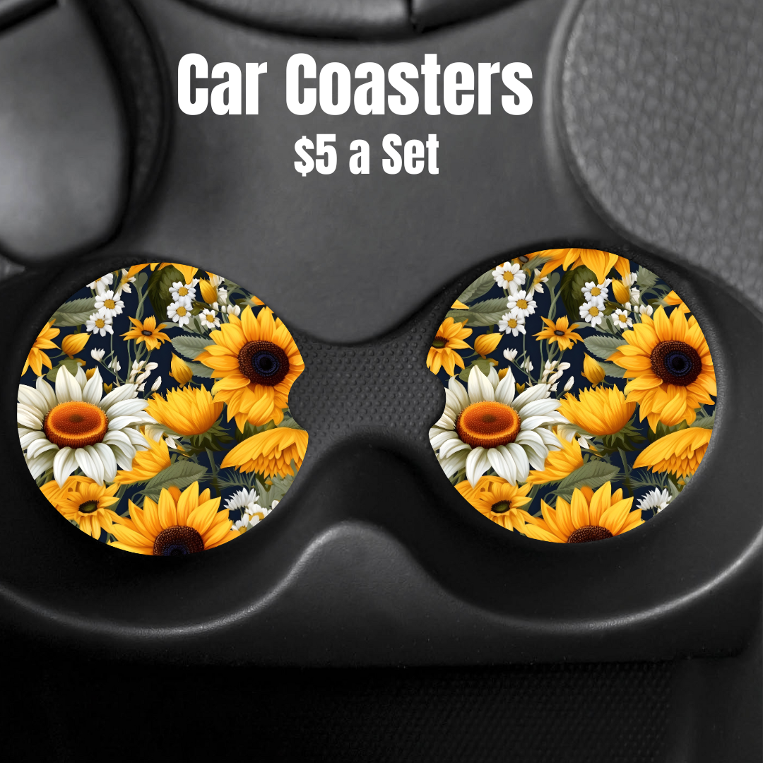 Floral Harmony Car Coaster Set