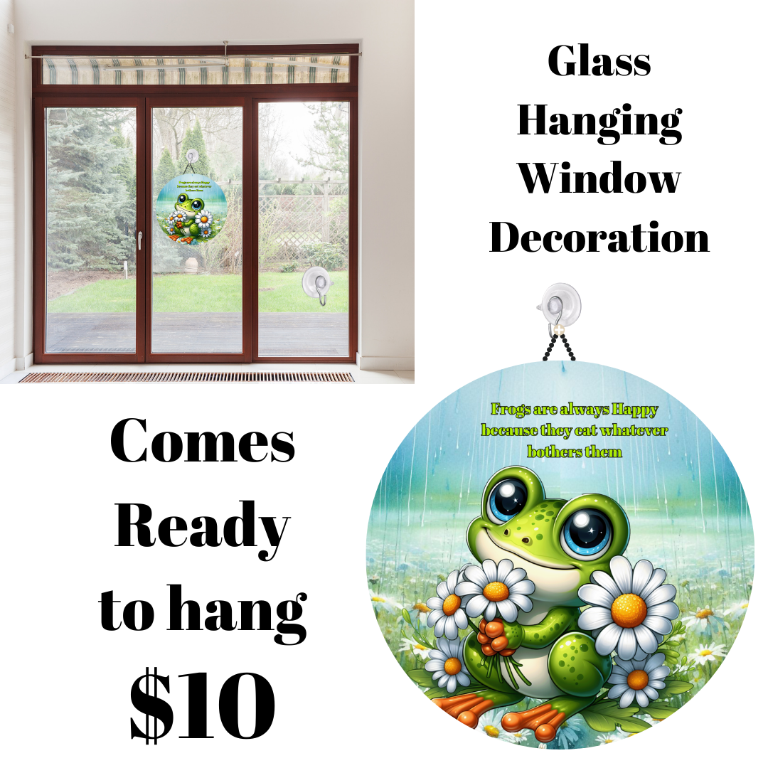 Frolicsome Frog Glass Window Suncatcher