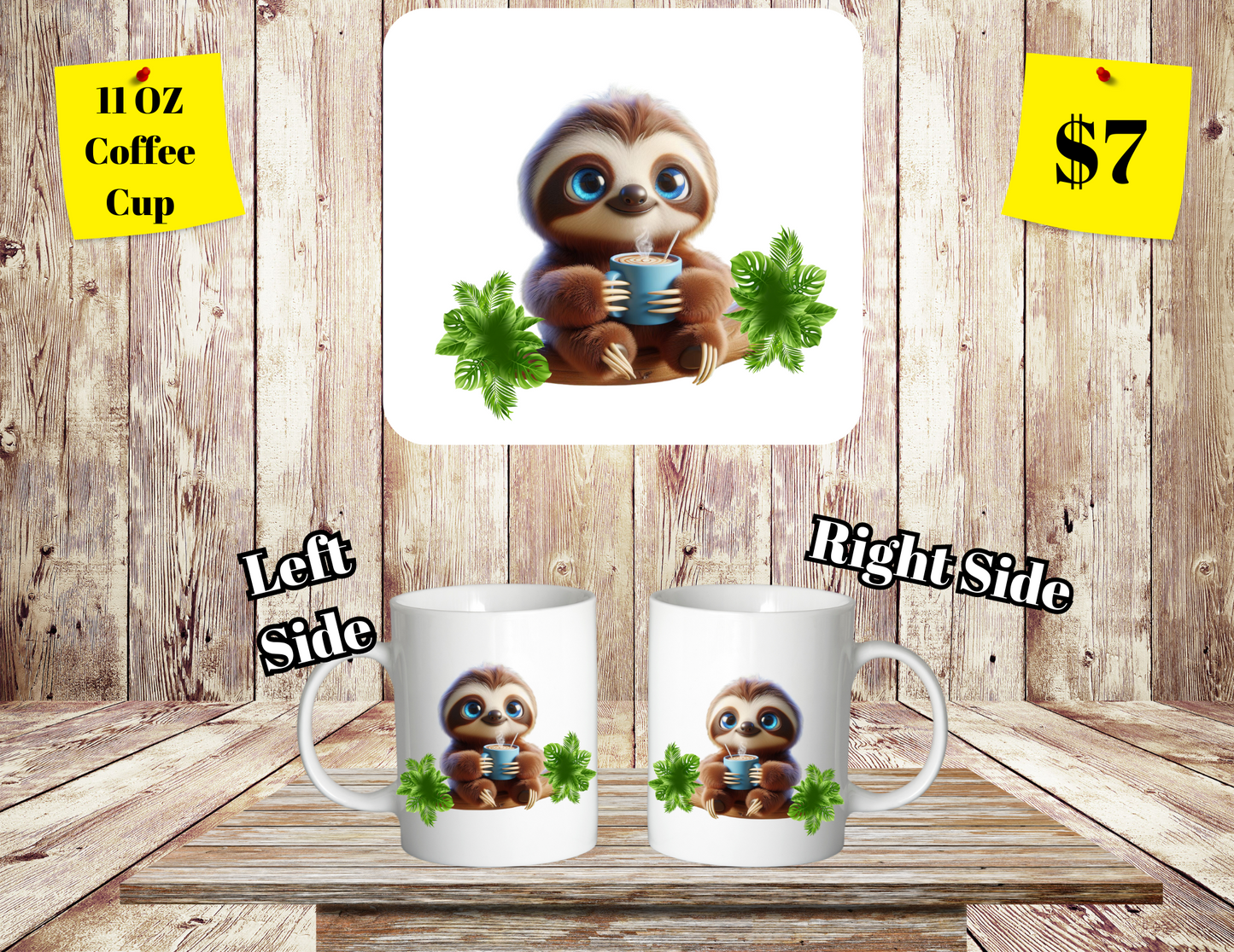 Charming Sloth Series 11oz Coffee Cups