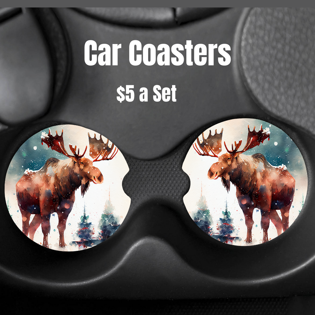 Winter Moose Car Coasters