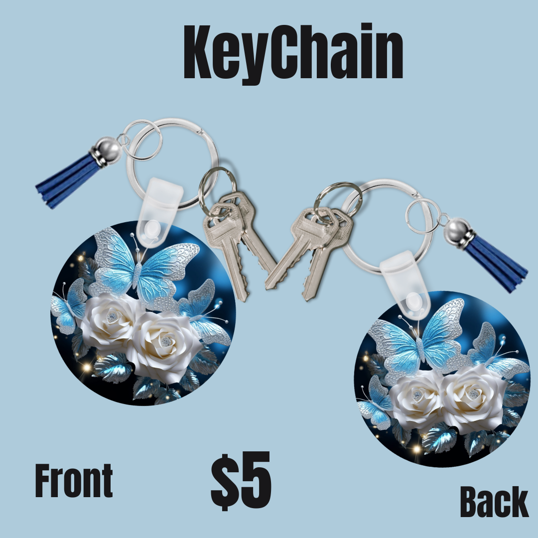 Butterflies and Roses Key chain