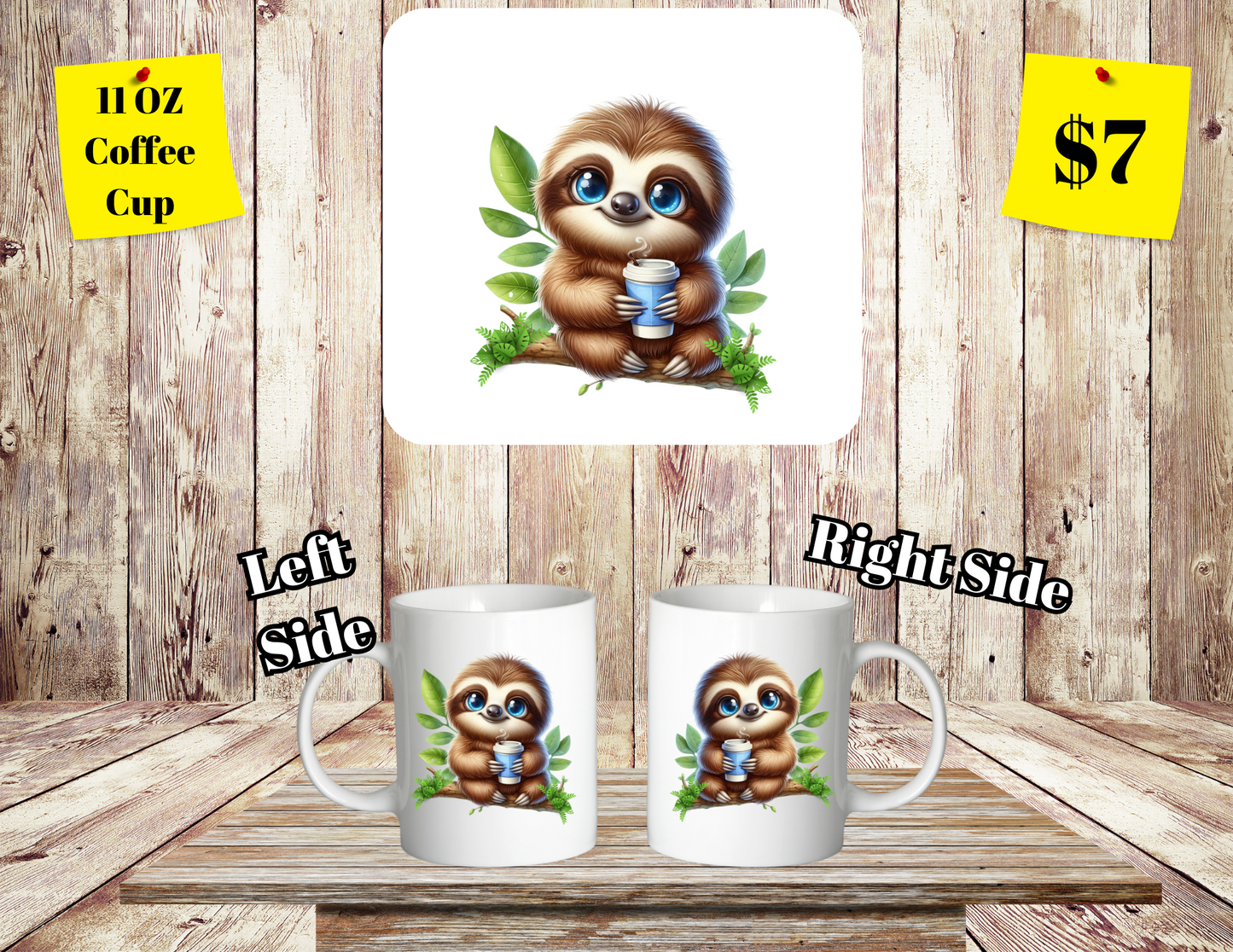 Charming Sloth Series 11oz Coffee Cups