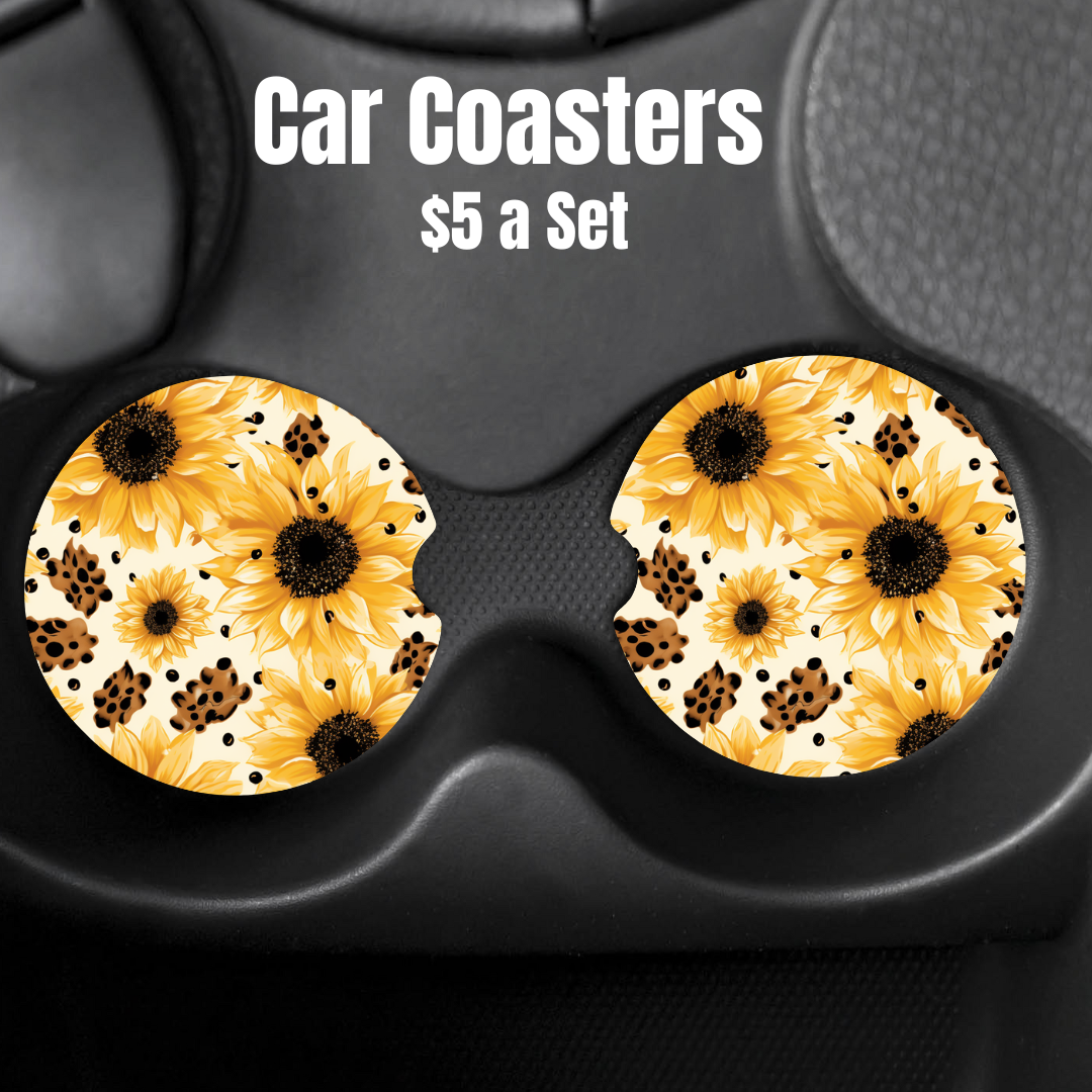 Sunflower Splash Car Coasters