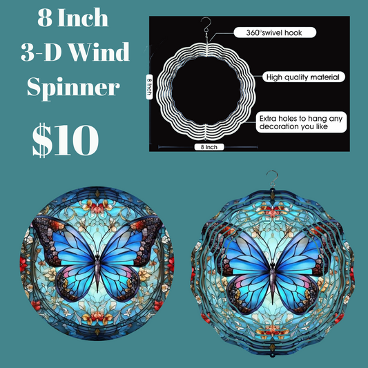 Blue Morpho Butterfly 3D Wind Spinner