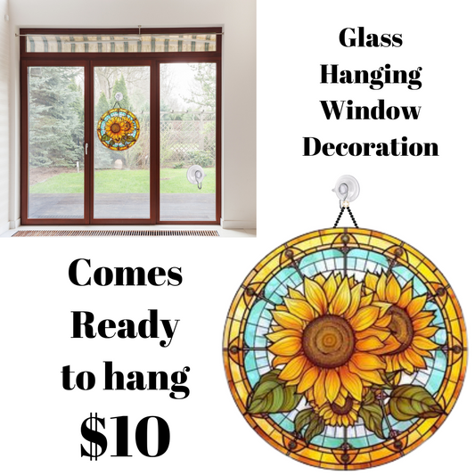 Sunburst Sunflower Stained Glass Suncatcher