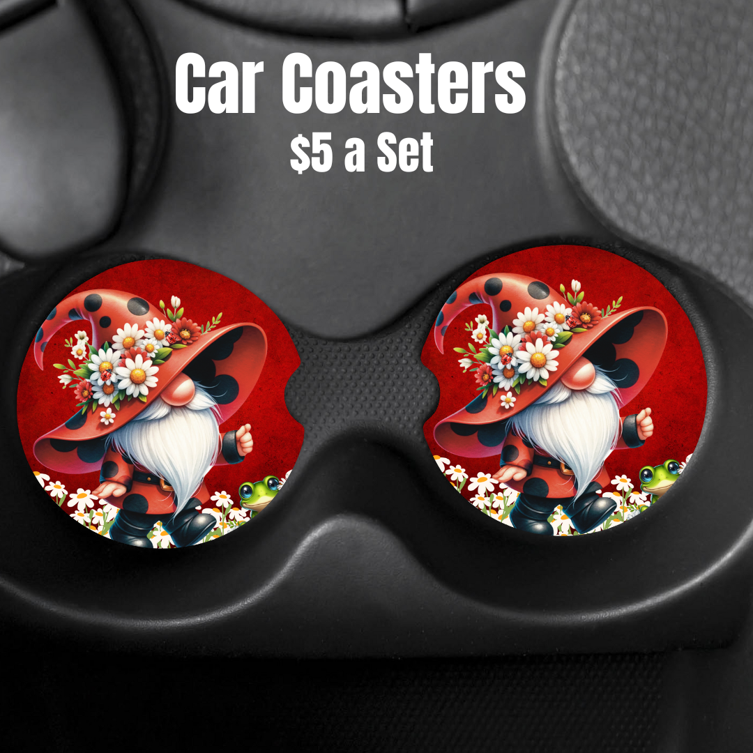 Enchanted Gnome Absorbent Car Coasters