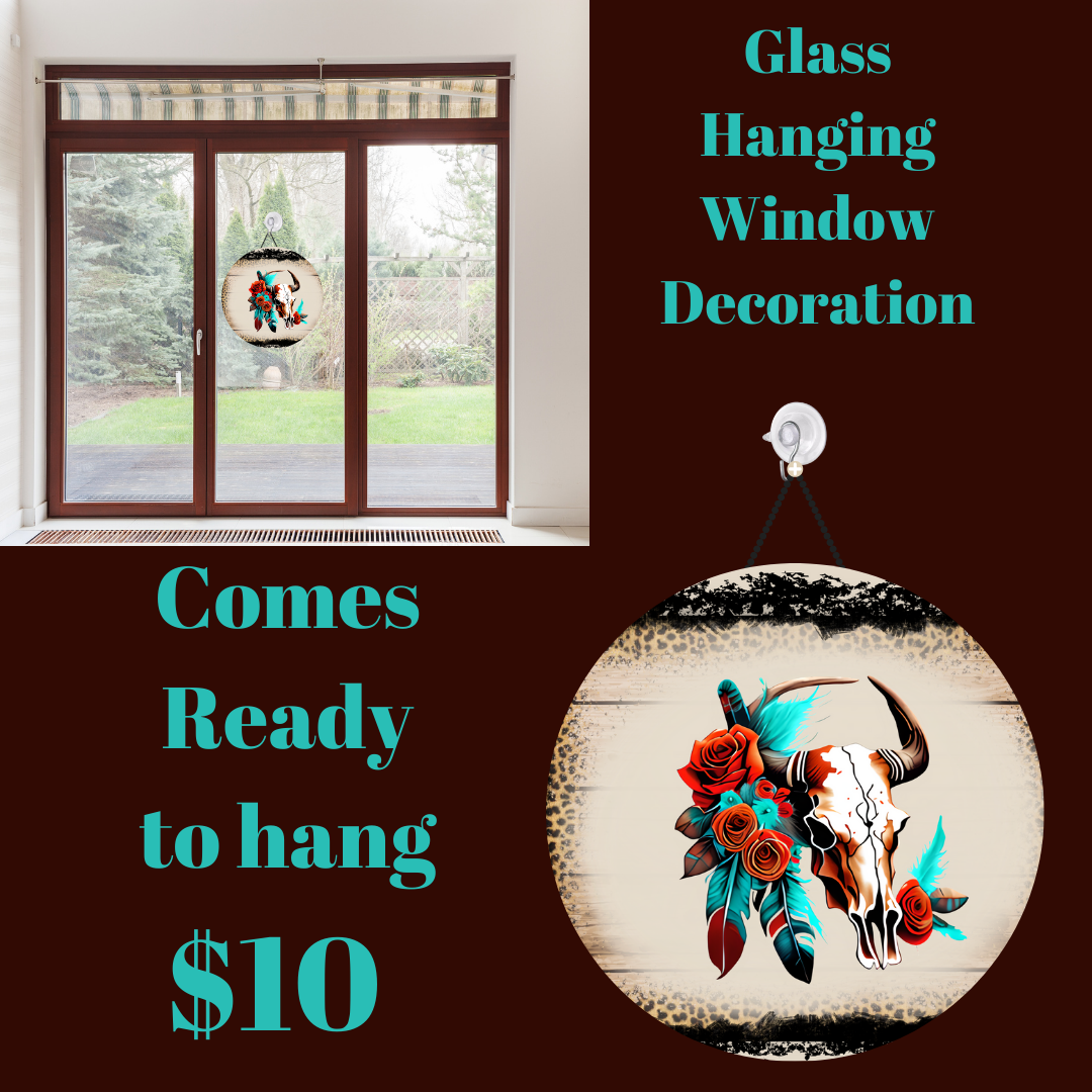Azure Bloom Circular Glass Window Charm