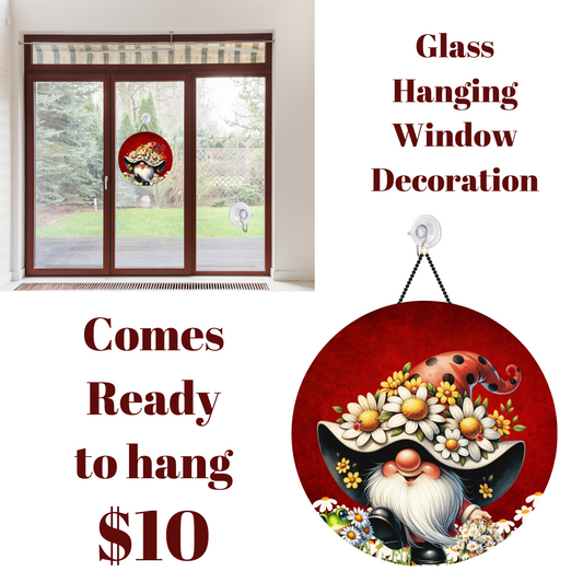 Enchanted Garden Gnome Glass Window Charms