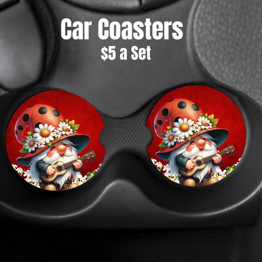 Enchanted Gnome Absorbent Car Coasters