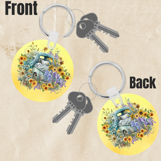 Sunflower truck Key Chain