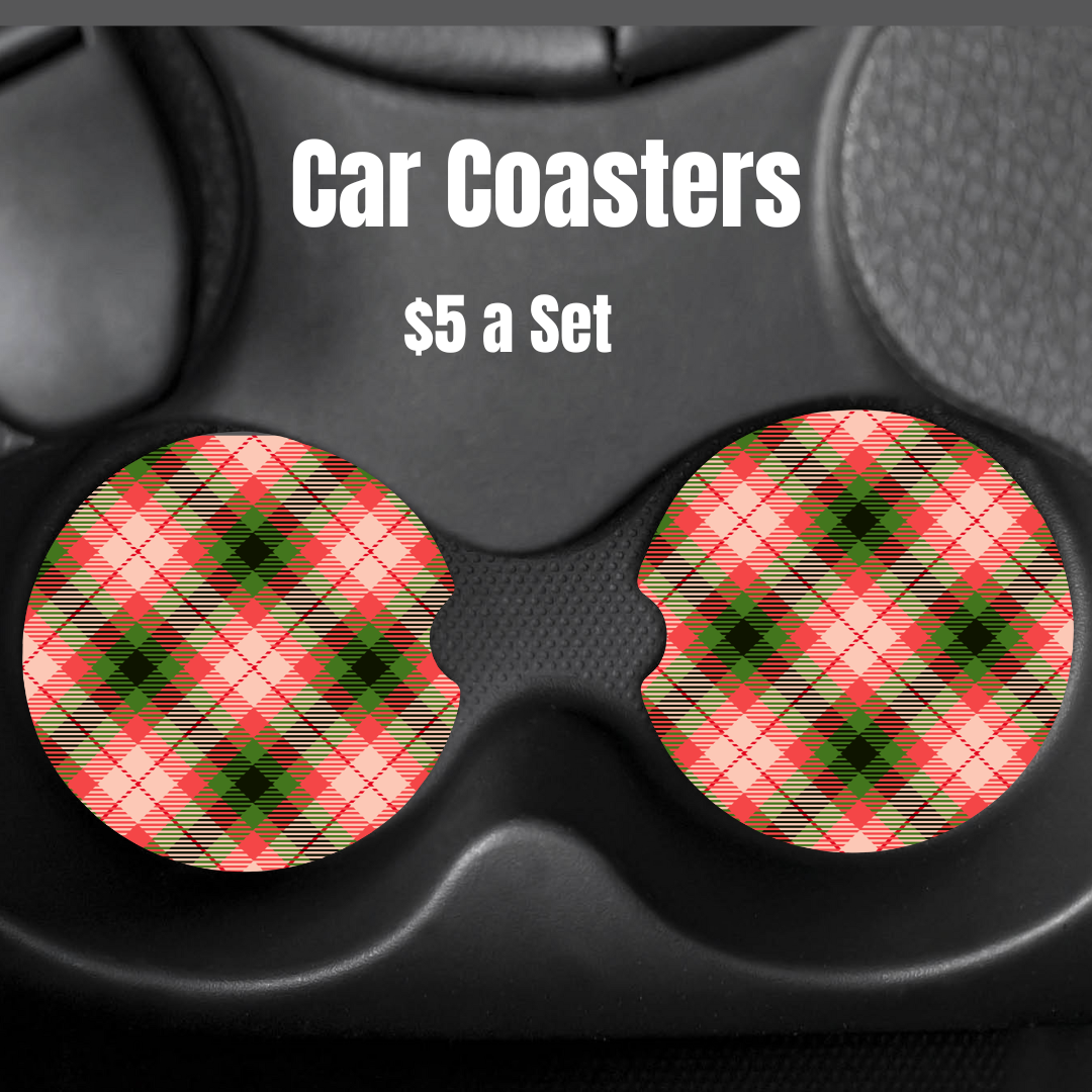 Plaid Panache Car Coasters