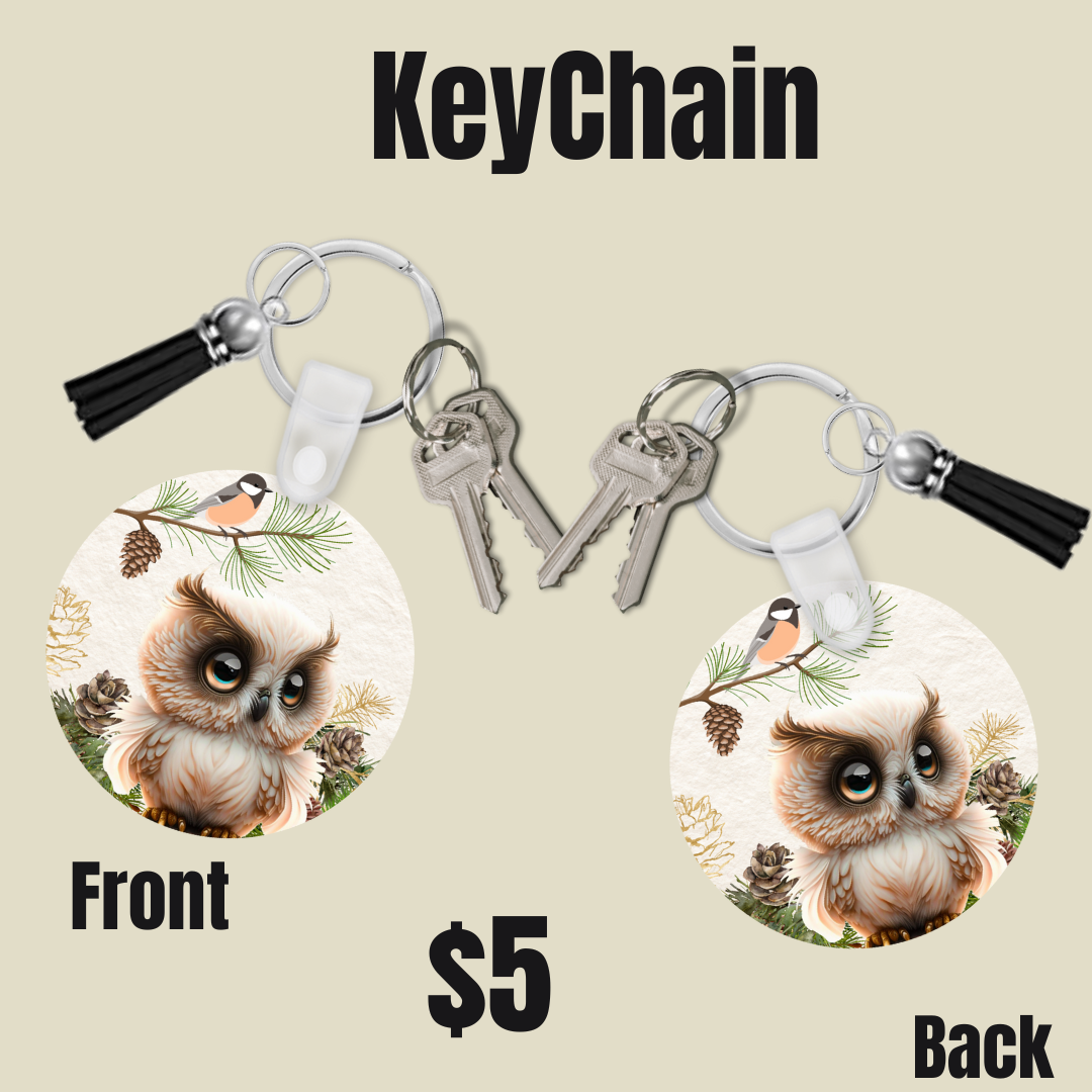 White Owl Keychain