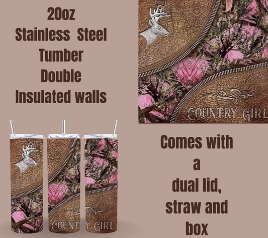 Country Girl Camo 20oz Stainless Steel Tumbler