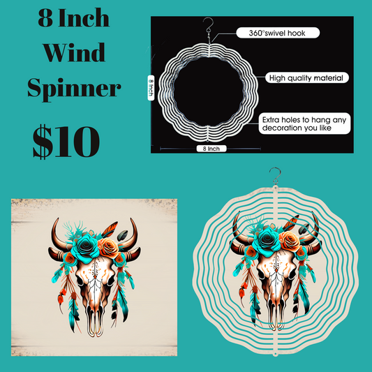 Bohemian Breeze Bull Skull Wind Spinner